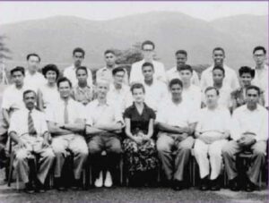 Wilfred Chan, last in third row at UCWI in 1954