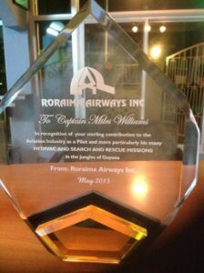 Rorima Airways Award to Miles Williams