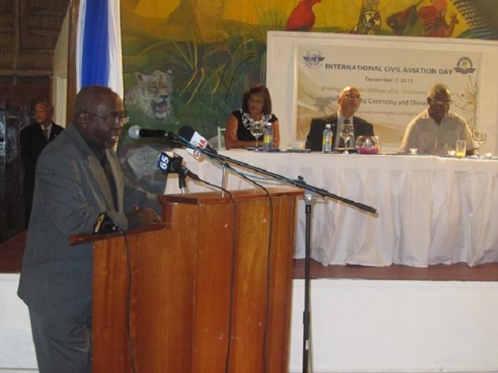 Chairman of the GCAA Hugh Denbow deliver remarks on International Civil Aviation Day 2013