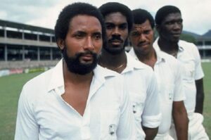 West Indian fast bowlers Andy Roberts, Michael Holding, Colin Croft and Joel Garner - February 1981