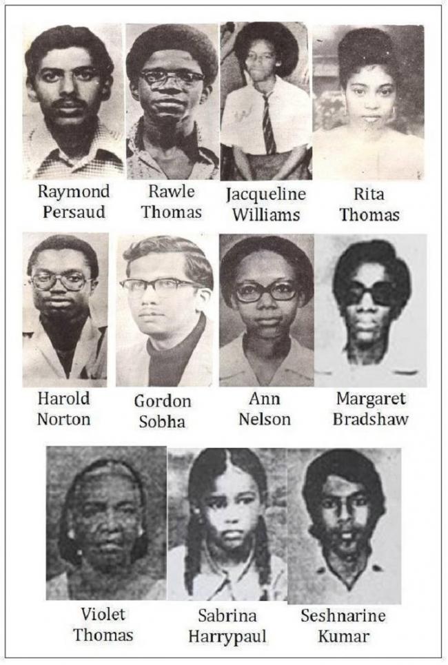 Guyanese victims of terrorists attack on Cubana Airlines Flight CU-455 - October 06, 1976
