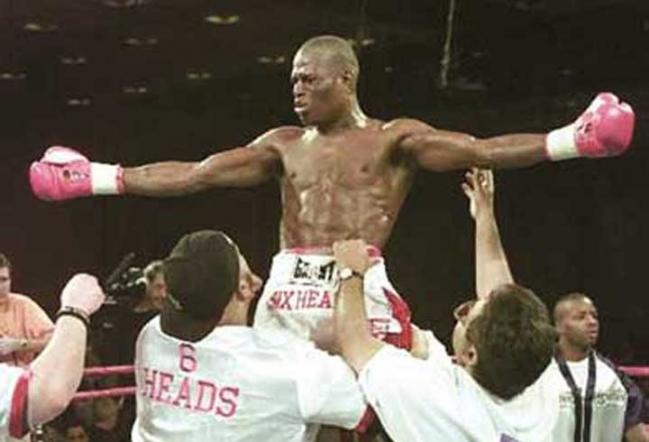 Andrew "Six Heads" Lewis after winning the WBA World Welterweight Champion by defeating James Page