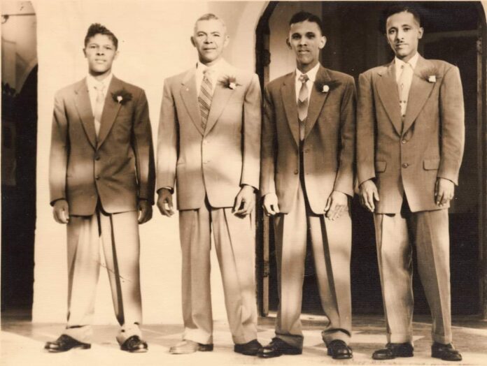 Fred Hall & three of his five sons. L-R: Arthur, Fred 