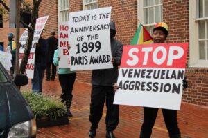 Guyanese Protesting outside the Venezuelan Embassy in Washington DC