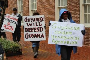 Guyanese Protesting outside the Venezuelan Embassy in Washington DC