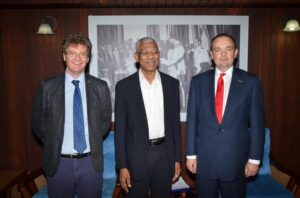 British High Commissioner to Guyana, Mr. Greg Quinn, President David Granger and Mr. James Duddridge, MP