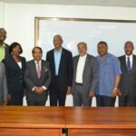 President Granger (ctr), Minister of Foreign Affairs, Greenidge (left) and D. G. Foreign Affairs, Audrey Waddell (right)
