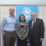 High Commissioner (for a day) Kendra Warner, with Pierre Giroux, meets Mr. Paolo Marchi, Deputy Resident Representative