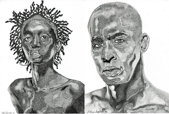 The originally imagined portraits of Jack Gladstone and Amba Gladstone - leaders of the 1823 Demerara Uprising
