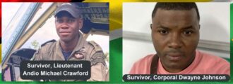 Survivors of 8R-AYA crash. Left To Richt - Lieutenant Andio Crawford and Corporal Dwayne Jackson