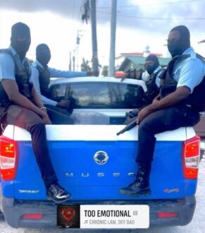 Masked members of the Guyana Police Force on duty - Ownwer of photo unknown.