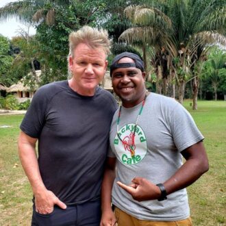 Chef Delven Adams and Chef Gordon Ramsay