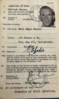 Noel Foster's British Guiana Private Pilot's Licence